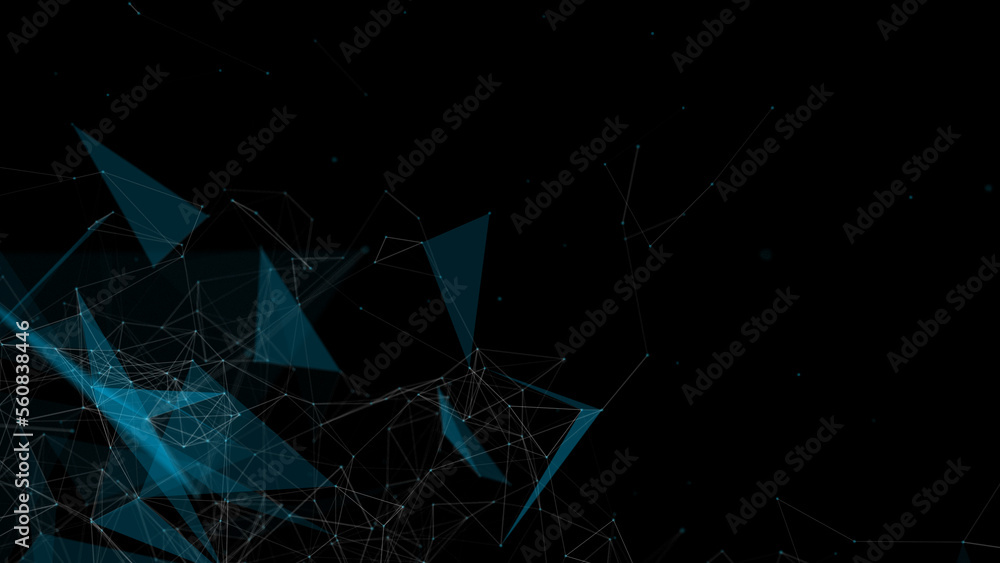 Poster Abstract plexus geometry background. Digital technology network connection concept. 3D rendered illustration.