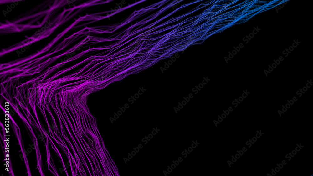 Poster digital path with linear connections. molecular interweaving of lines. technological connections of 