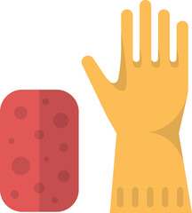 Rubber glove and sponge. Wet cleaning icon. Dish washing symbol