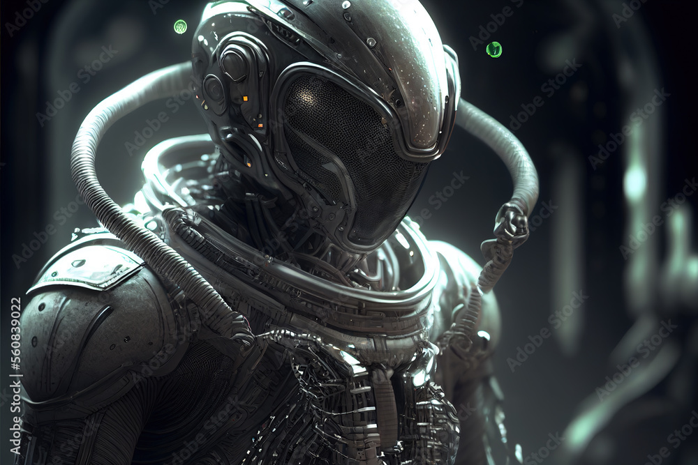 Poster alien in a suit. 3d rendering. generative ai