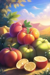 Obraz na płótnie Canvas Exotic fruits fully colored