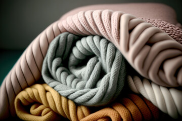 Wool natural clothes scarf texture, wool fabric close-up,  knit warm cozy 