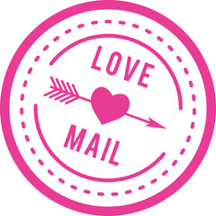 Love mail stamp. Cupid post round symbol