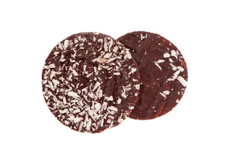 Chocolate cookies with coconut flakes isolated png file