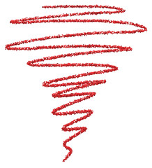 Red metallic glitter textured flourish stroke for overlaid objects, social media postings, cards, emails, school projects, collages and wide range of projects. Abstract embellishment.