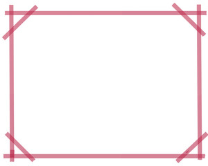 Viva magenta painted textured frame resembling tape with copy space for overlaid objects, social media postings, cards, emails and wide range of projects. Abstract strokes for embellishment.