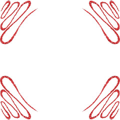 Red metallic glitter textured frame with 4 decorative corners and copy space for overlaid objects, social media postings, cards, emails and wide range of projects. Abstract strokes for embellishment.