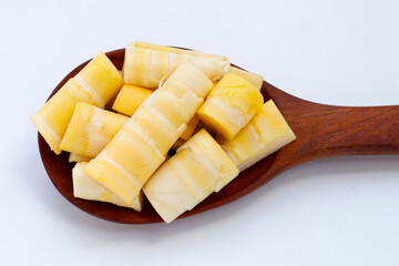 Bamboo shoots on white background.