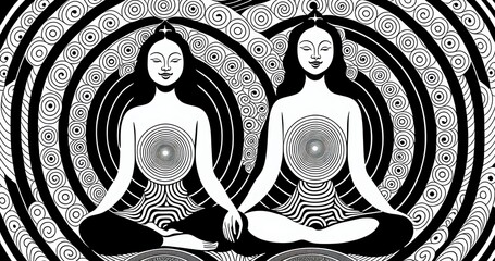 Wallpapers Meditation clolorful illustrations, yoga in 4K High quality 