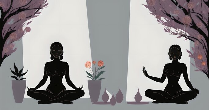 Wallpapers Meditation clolorful illustrations, yoga in 4K High quality 