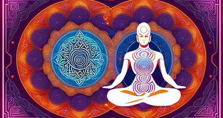 Fototapeta na wymiar Wallpapers Meditation clolorful illustrations, yoga in 4K High quality 
