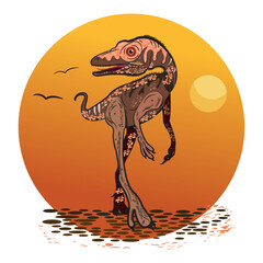 Isolated colored sketch of a velociraptor Vector