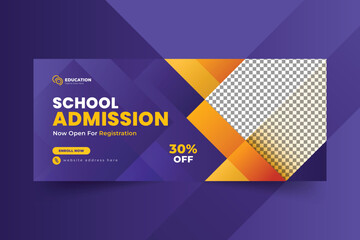 School admission facebook timeline cover design and web banner - obrazy, fototapety, plakaty