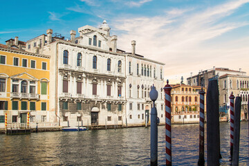 Beautiful views of the Grand Canal in Venice, Italy