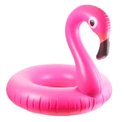 Fotobehang Flamingo Flamingo print. Pink pool inflatable flamingo for summer beach i  © Maksym