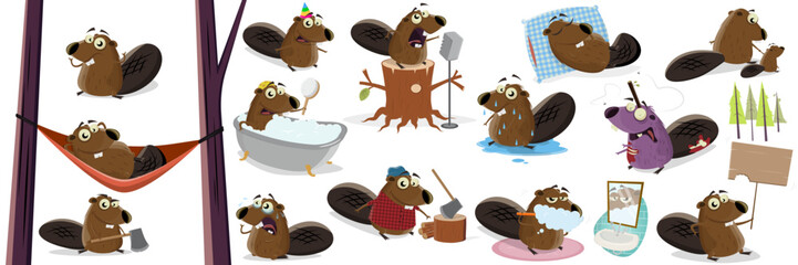big funny cartoon beaver collection