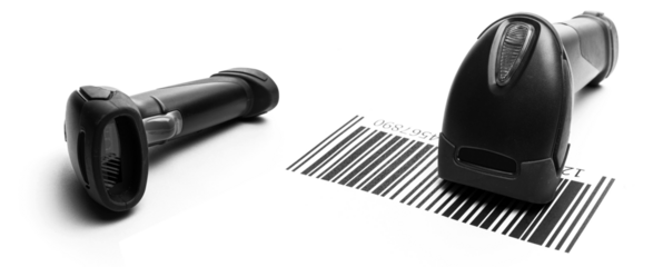 Barcode scanning. Reader laser scanner for warehouse. Retail lab