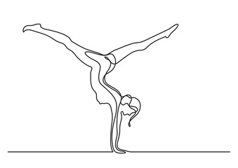 continuous line drawing naked woman doing handstand - PNG image with transparent background