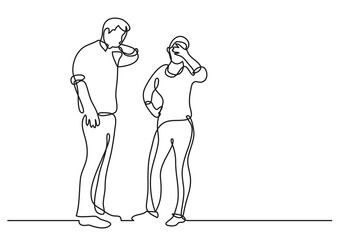 continuous line drawing standing couple frustrated - PNG image with transparent background