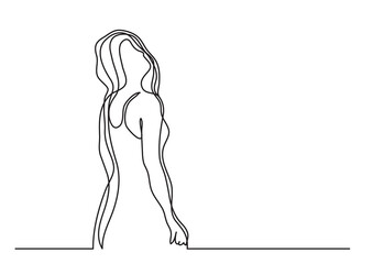 continuous line drawing woman in dress - PNG image with transparent background