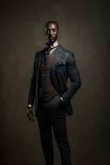 Fototapeta na wymiar Illustration from a Beautiful black man dressed in a nice suit