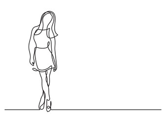 continuous line drawing young woman standing - PNG image with transparent background