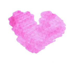 Naklejka na ściany i meble single hand-painted watercolor pink heart, white background