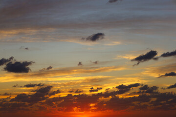 Beautiful sky evening beauty and Clouds at sunset , Panoramic scene view . Natural background