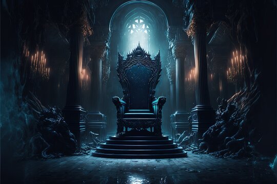 Throne in the castle of darkness. AI