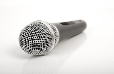 Gray studio microphone white background