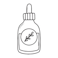 Natural cosmetic. Lotion jar. Vector illustration. doodle style.