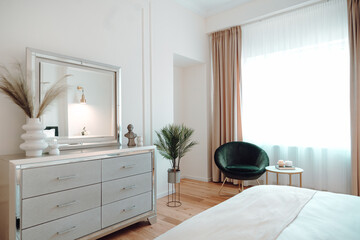Fancy design of master bedroom in recent renovated suite