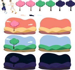 jog in the park vector set