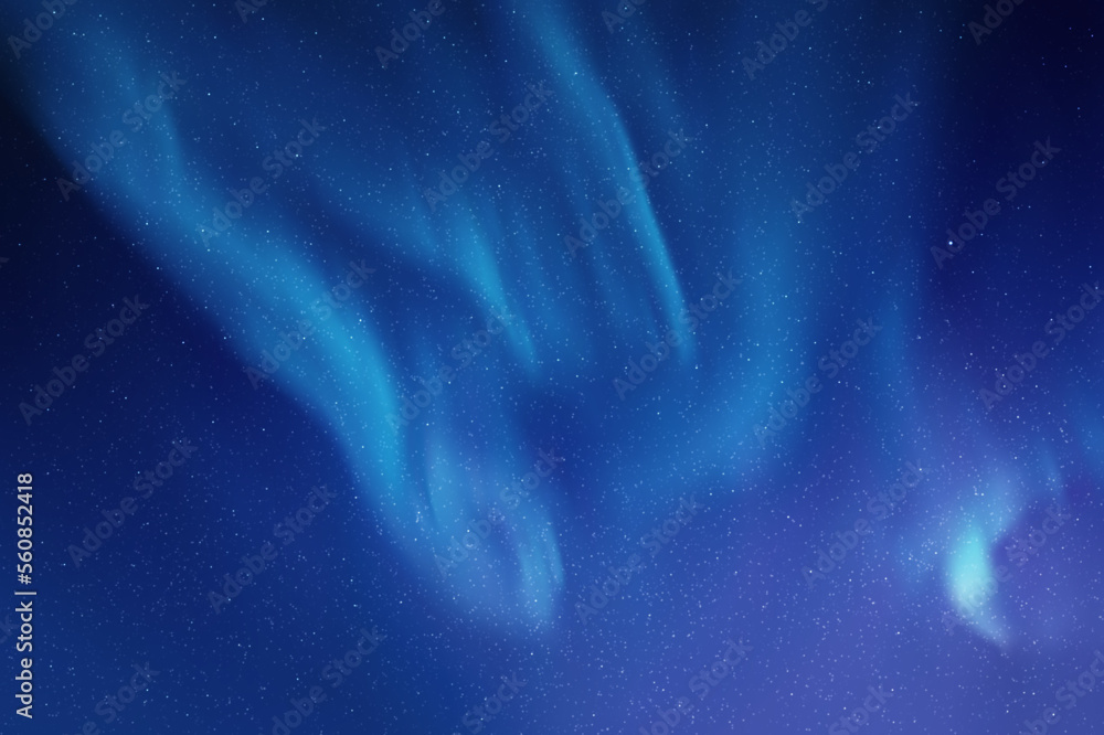 Sticker night starry sky and polar lights. blue aurora .borealis. indigo color