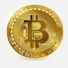 Crypto currency golden Bitcoin vector illustration