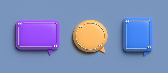 3d colorful empty chat bubbles with quote