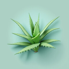 Aloe vera in a green background. Generative AI.