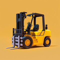 Forklift in a yellow background. Generative AI.