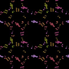 Obraz premium Cartoon seamless music notes pattern for wrapping paper and kids clothes print and fabrics and linens