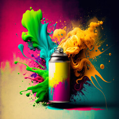 Spray can with paint. graffiti concept. Generative AI.