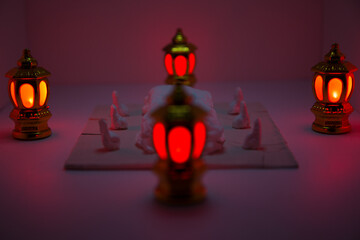 red lanterns and figurines 