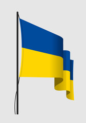 Ukrainian flag in the wind on a gray background in vector EPS 10