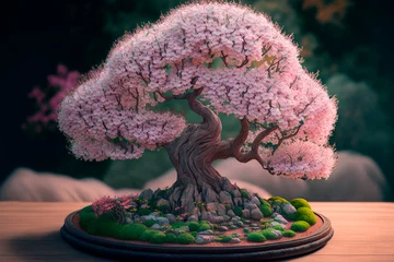Afwasbaar fotobehang Cherry tree bonsai © fepreve
