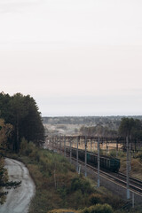 Summer nature. View of the railway.