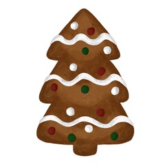 Gingerbread tree with glaze and decorations clipart.