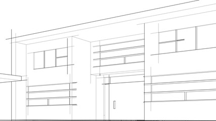 house building sketch architectural 3d illustration