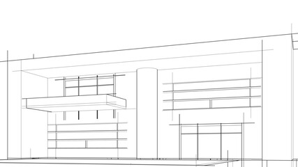 house building sketch architectural 3d illustration