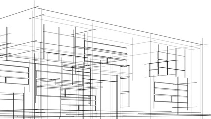 house building sketch architectural 3d illustration