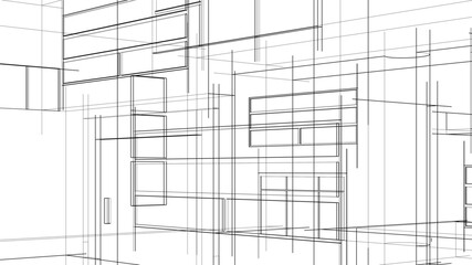 house building sketch architectural 3d illustration