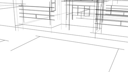 house building sketch architectural 3d illustration